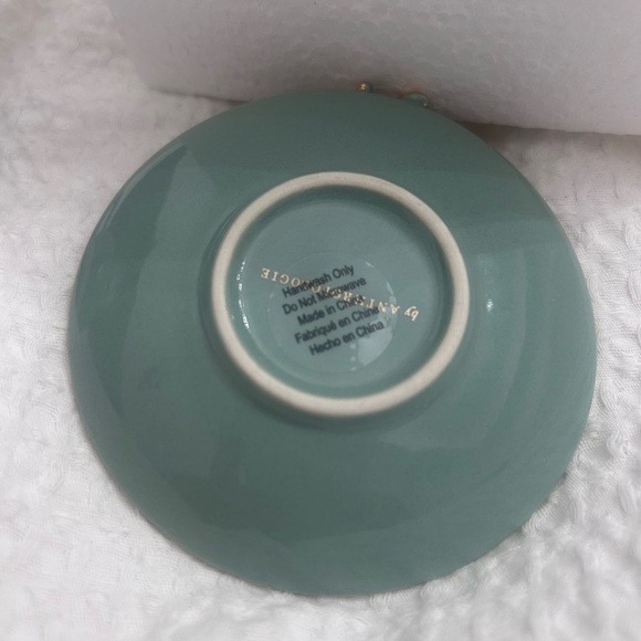 Elegant Anthropologie Teal and Gold Teacup with Saucer - Picture 4 of 4